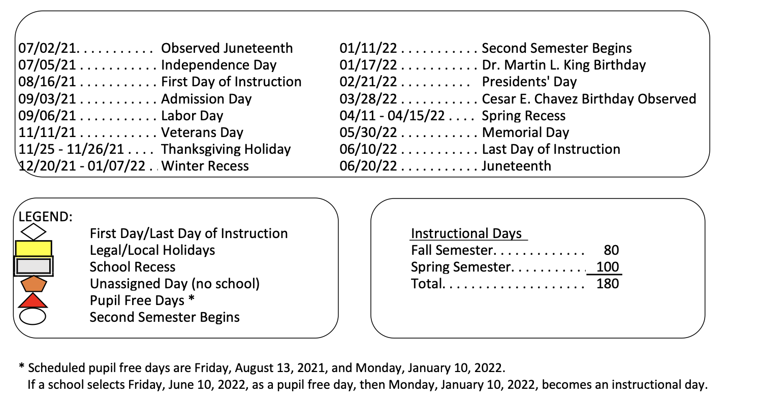 Lausd Academic Calendar 202122 Customize and Print